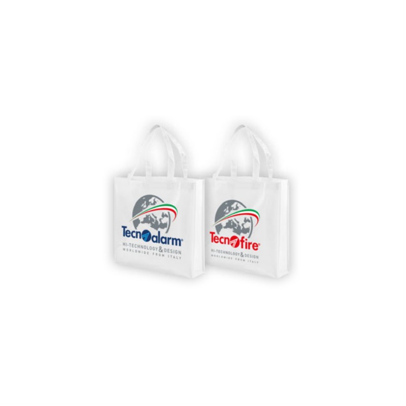 Grand sac à provisions avec doubles poignées et logos Tecnoalarm et Tecnofire (100pcs) - Blanc